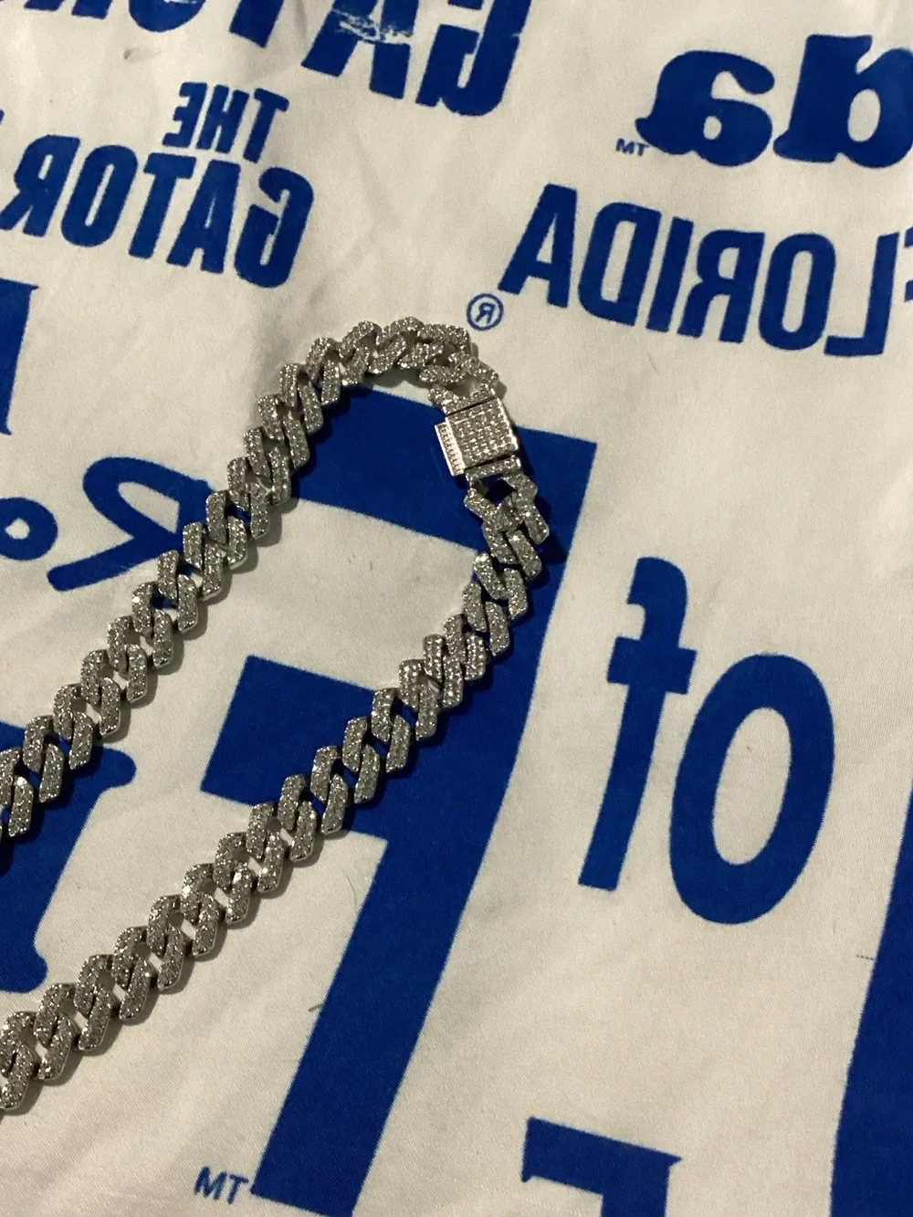 Silver Cubic Zirconia Cuban Link Necklace for Men
